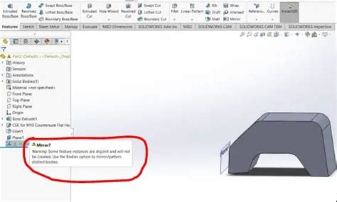 Fixes for Some Feature Instances Are Disjoint Solidworks Error.
